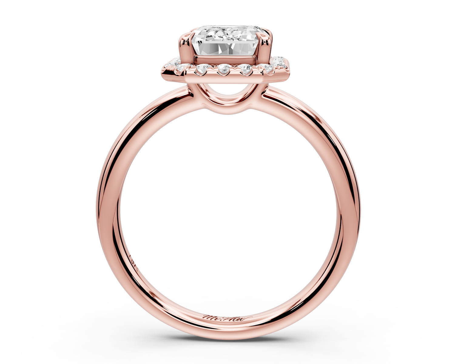 Eliana - 2ct 14k rose gold emerald diamond with halo engagement ring