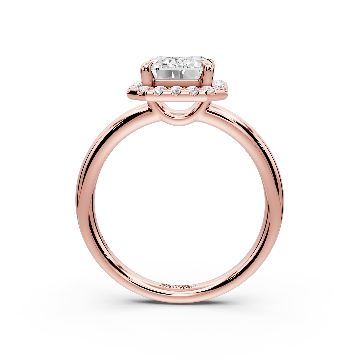 Eliana - 2ct 14k rose gold emerald diamond with halo engagement ring