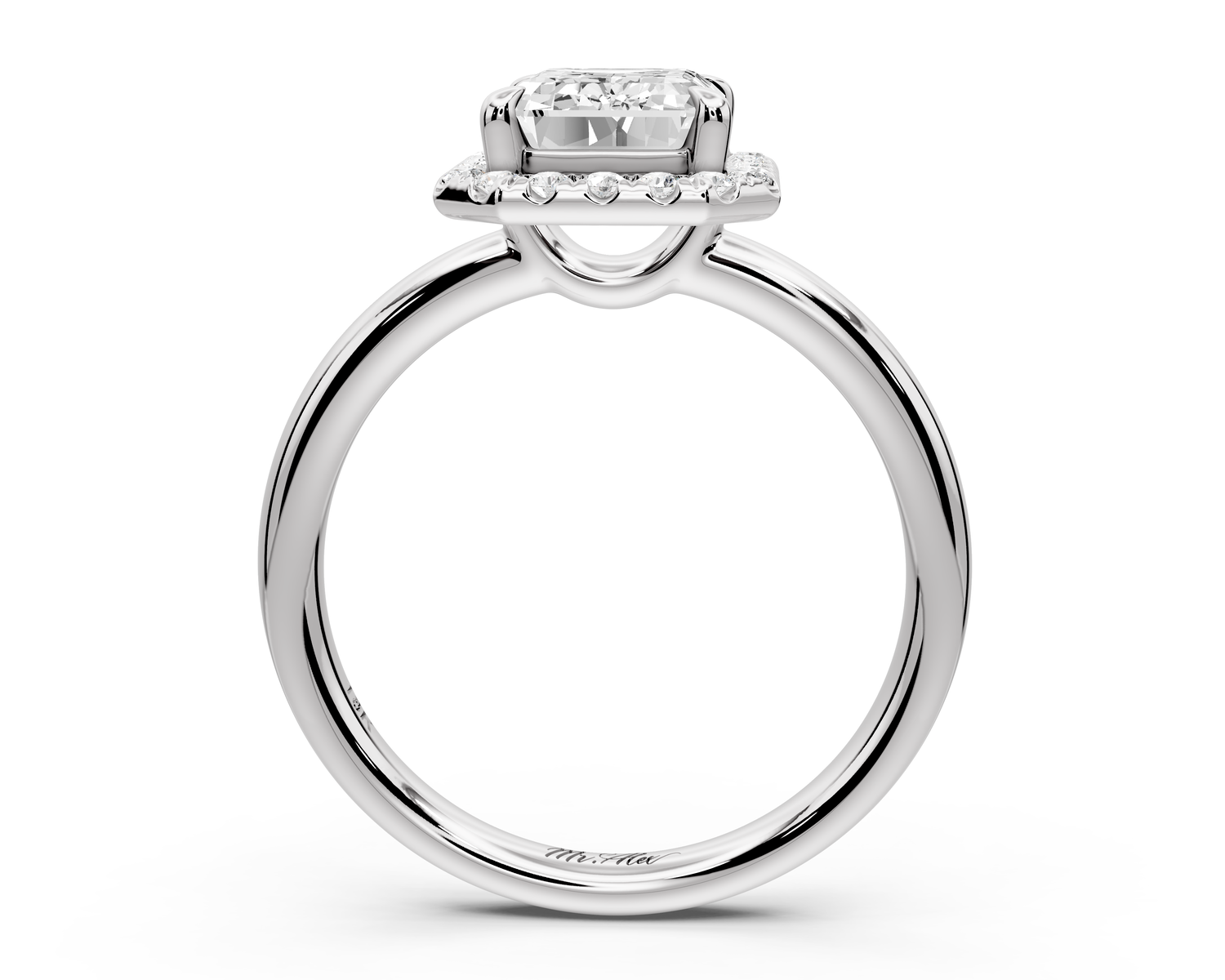 Eliana - 2ct 14k white gold emerald diamond with halo engagement ring