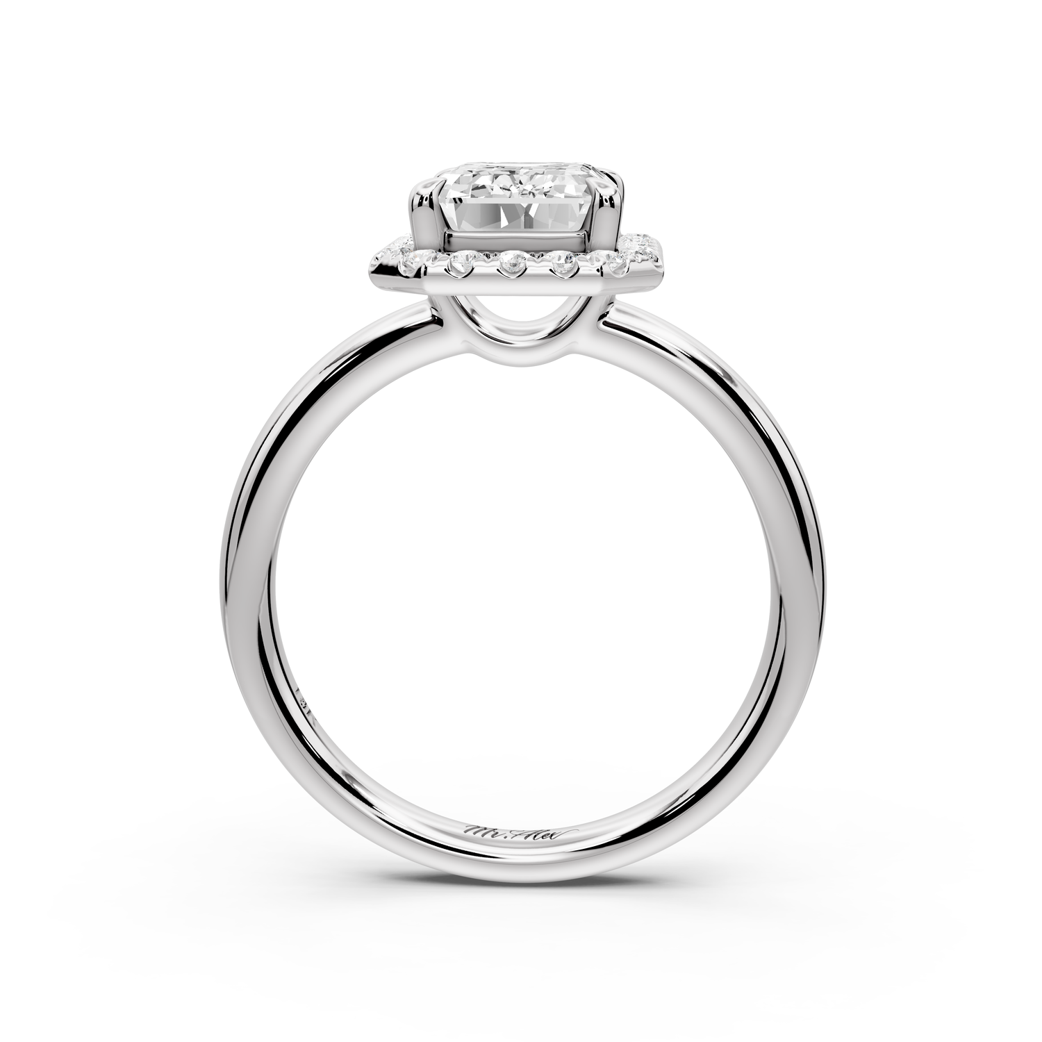 Eliana - 2ct 14k white gold emerald diamond with halo engagement ring