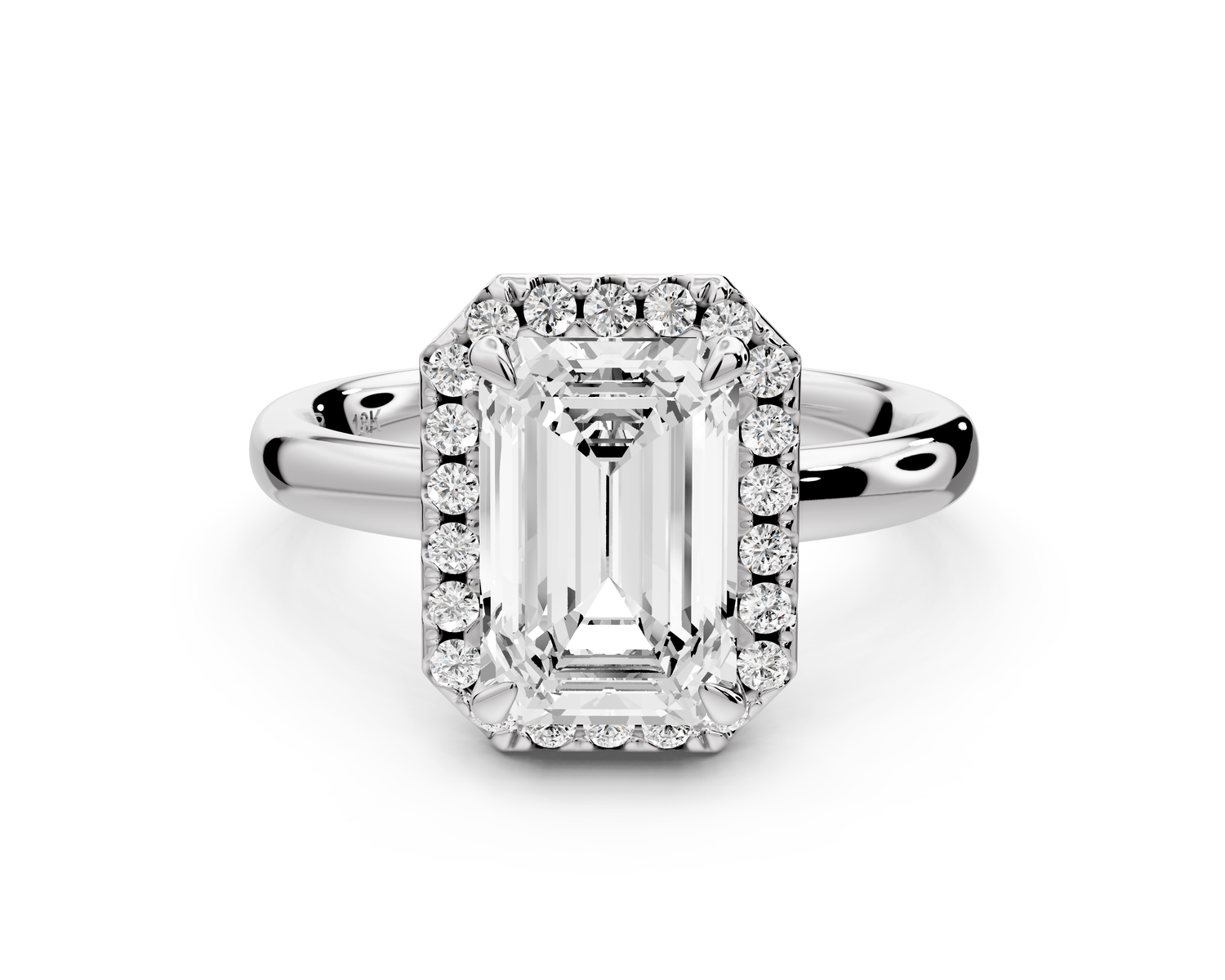 Eliana - 2ct 14k white gold emerald diamond with halo engagement ring