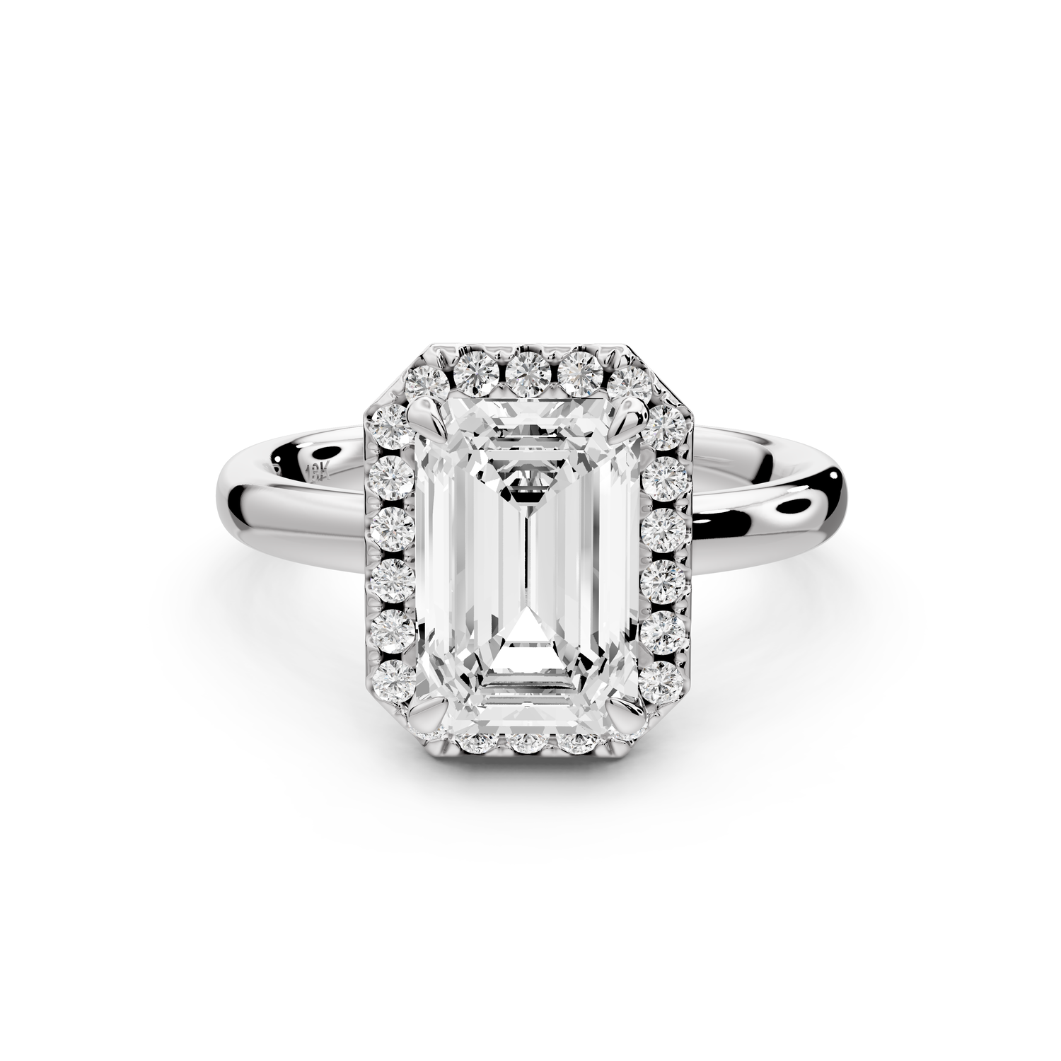 Eliana - 2ct 14k white gold emerald diamond with halo engagement ring