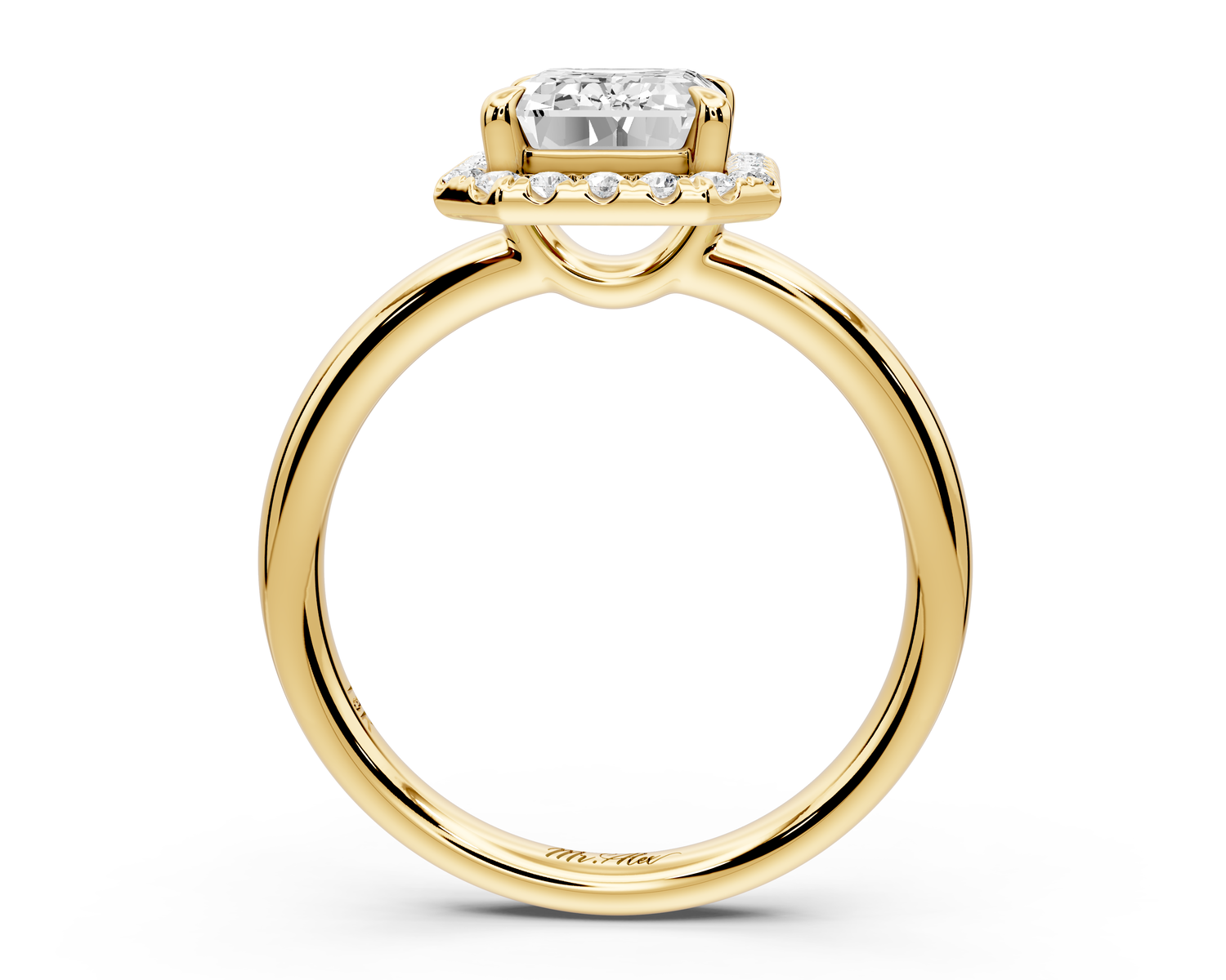 Eliana - 2ct 14k yellow gold emerald diamond with halo engagement ring