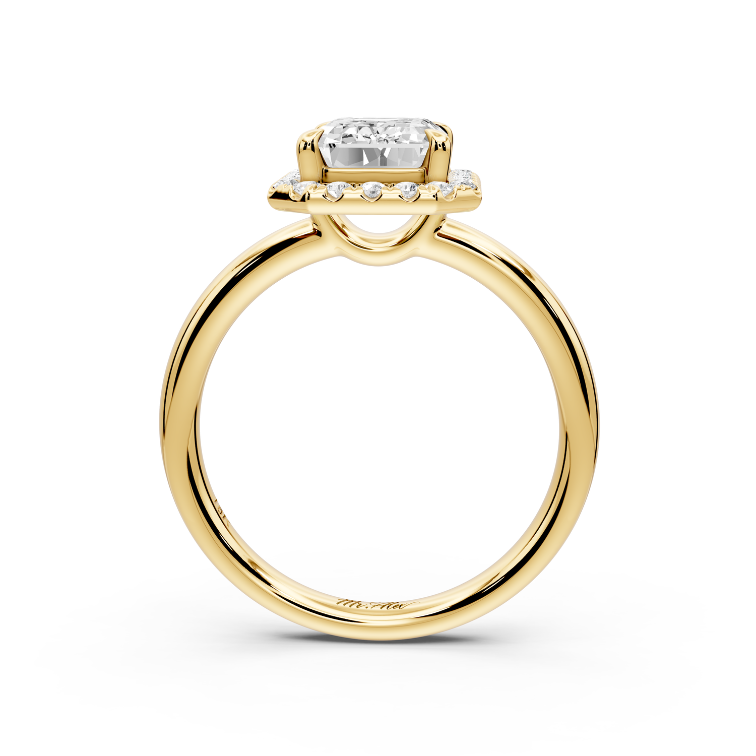Eliana - 2ct 14k yellow gold emerald diamond with halo engagement ring