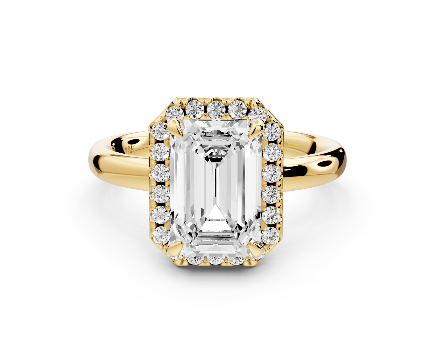 Eliana - 2ct 14k yellow gold emerald diamond with halo engagement ring