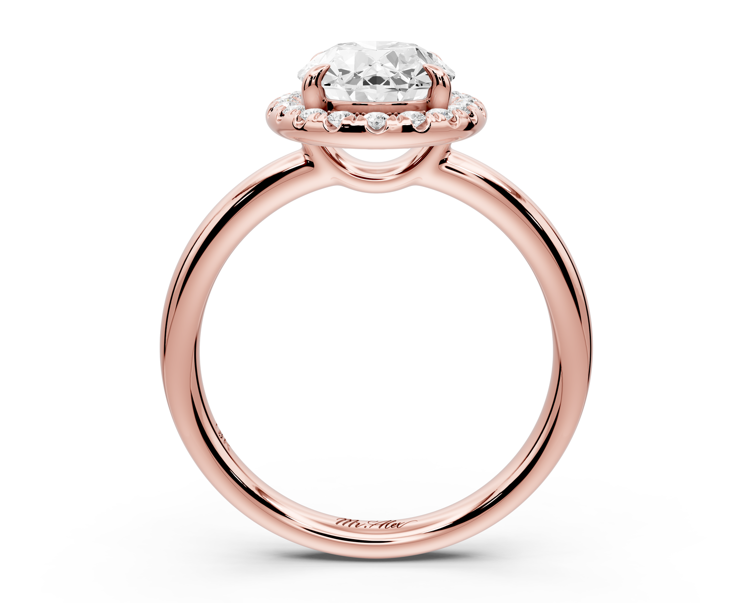 Eliana - 2ct 14k rose gold oval diamond with halo engagement ring
