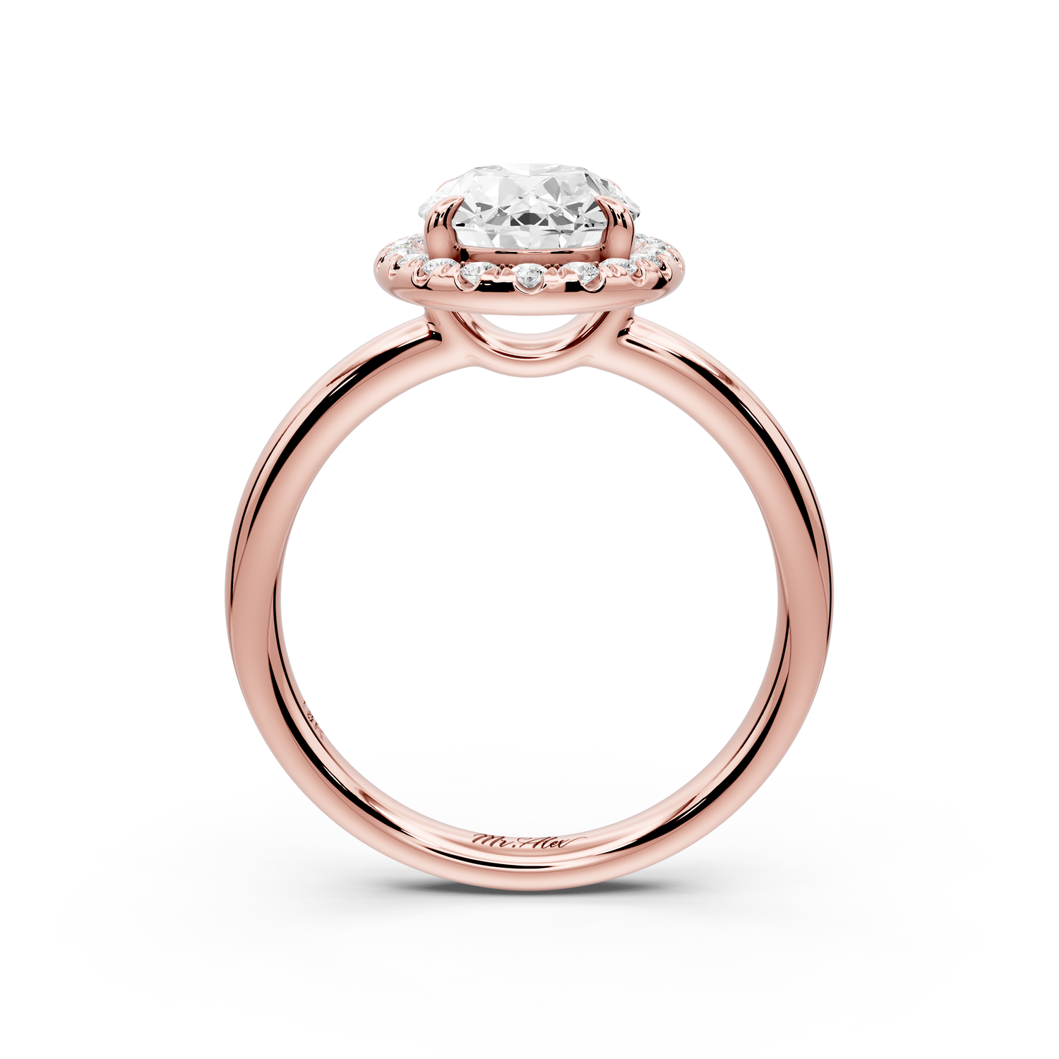 Eliana - 2ct 14k rose gold oval diamond with halo engagement ring