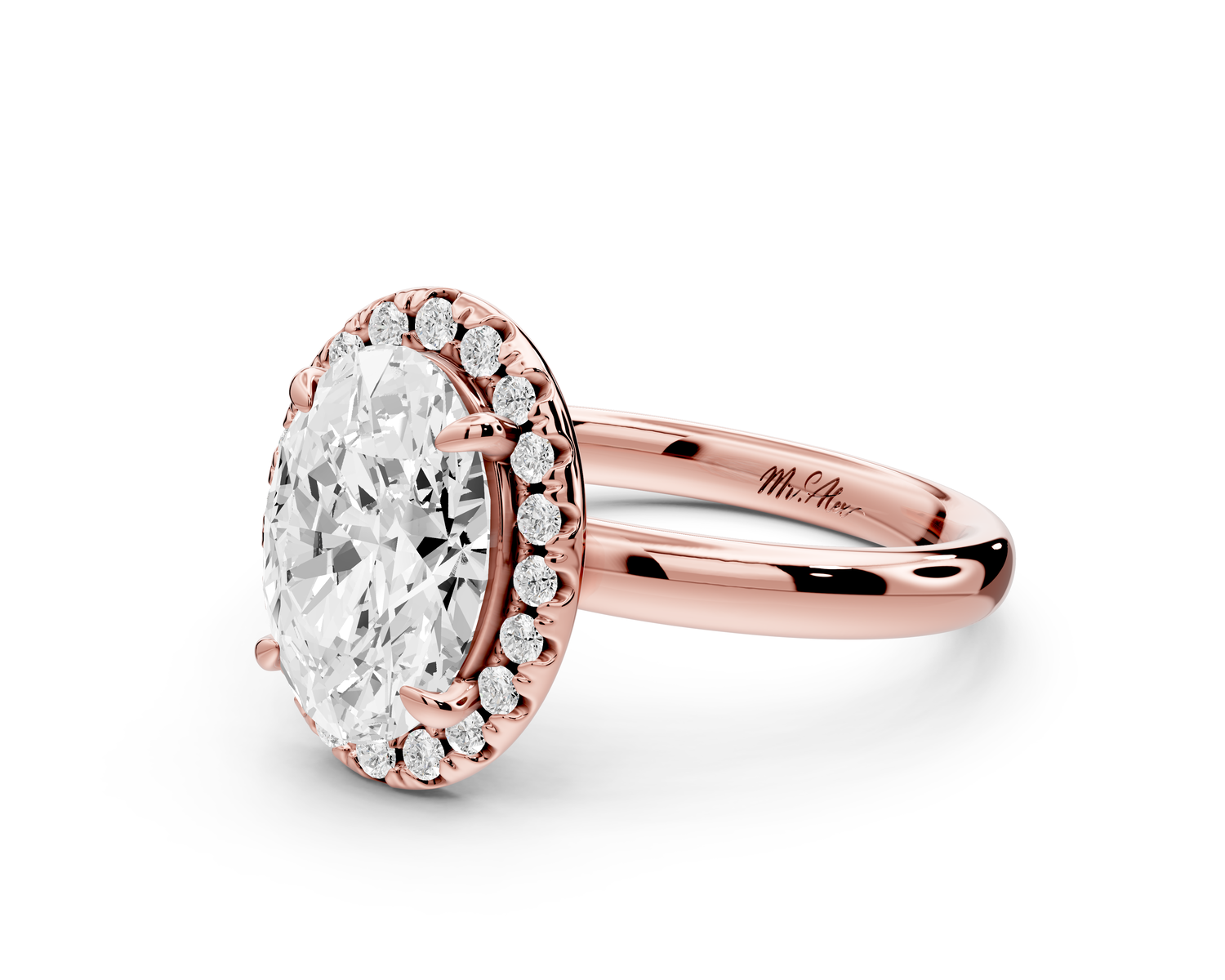 Eliana - 2ct 14k rose gold oval diamond with halo engagement ring