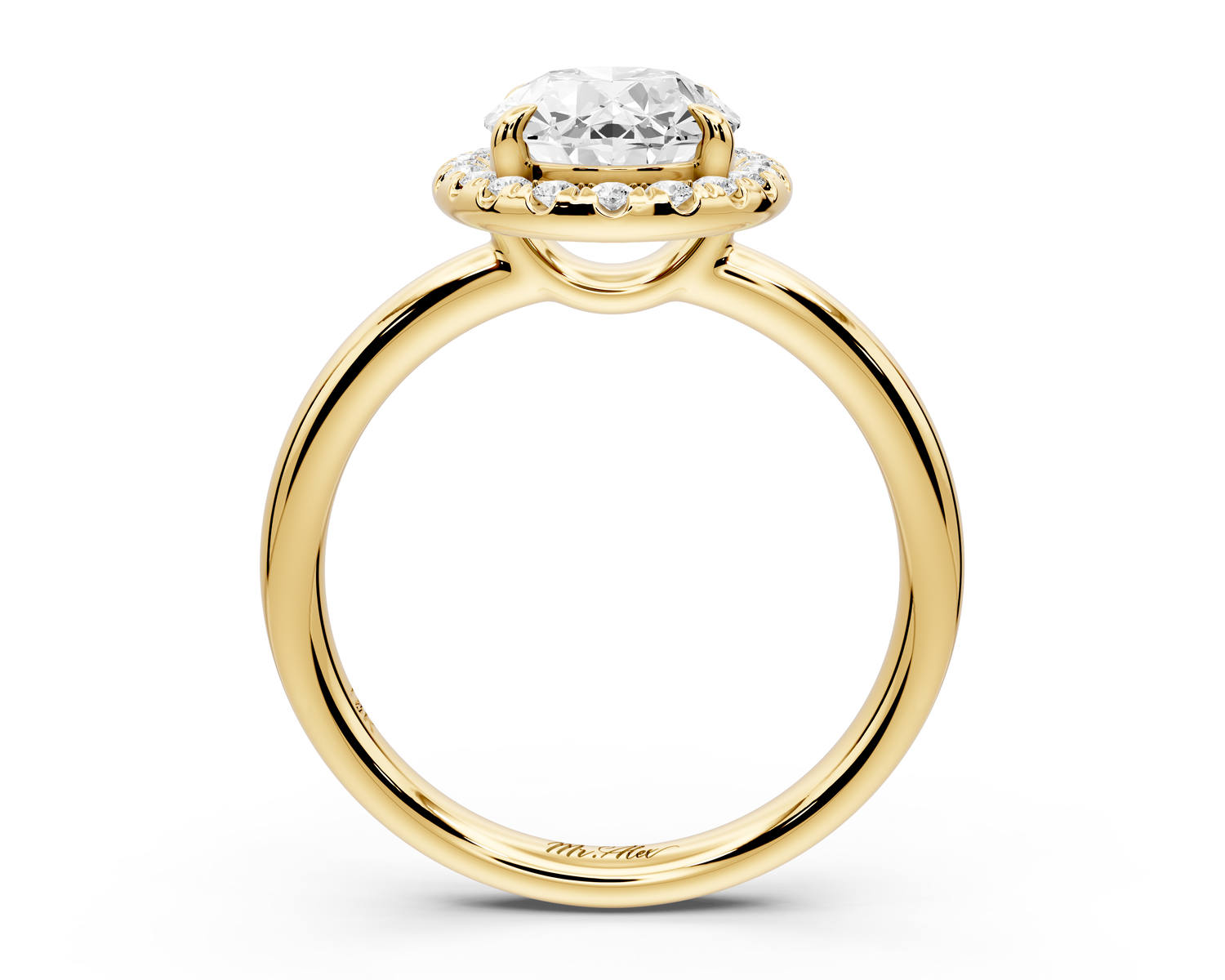 Eliana - 2ct 14k yellow gold oval diamond with halo engagement ring