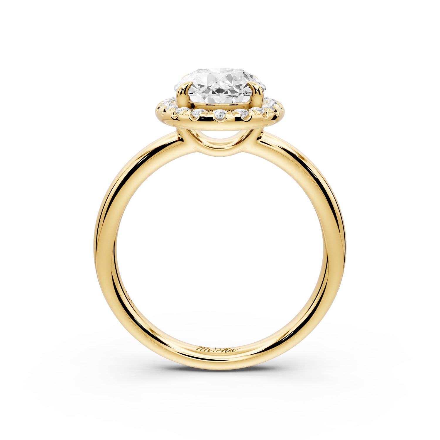 Eliana - 2ct 14k yellow gold oval diamond with halo engagement ring