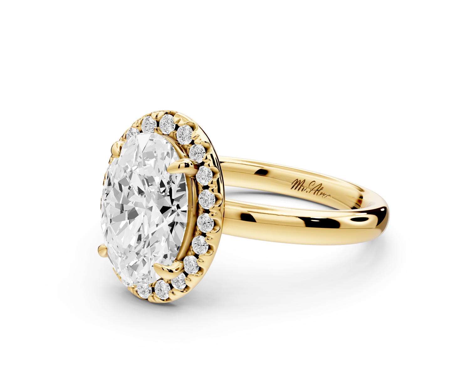 Eliana - 2ct 14k yellow gold oval diamond with halo engagement ring