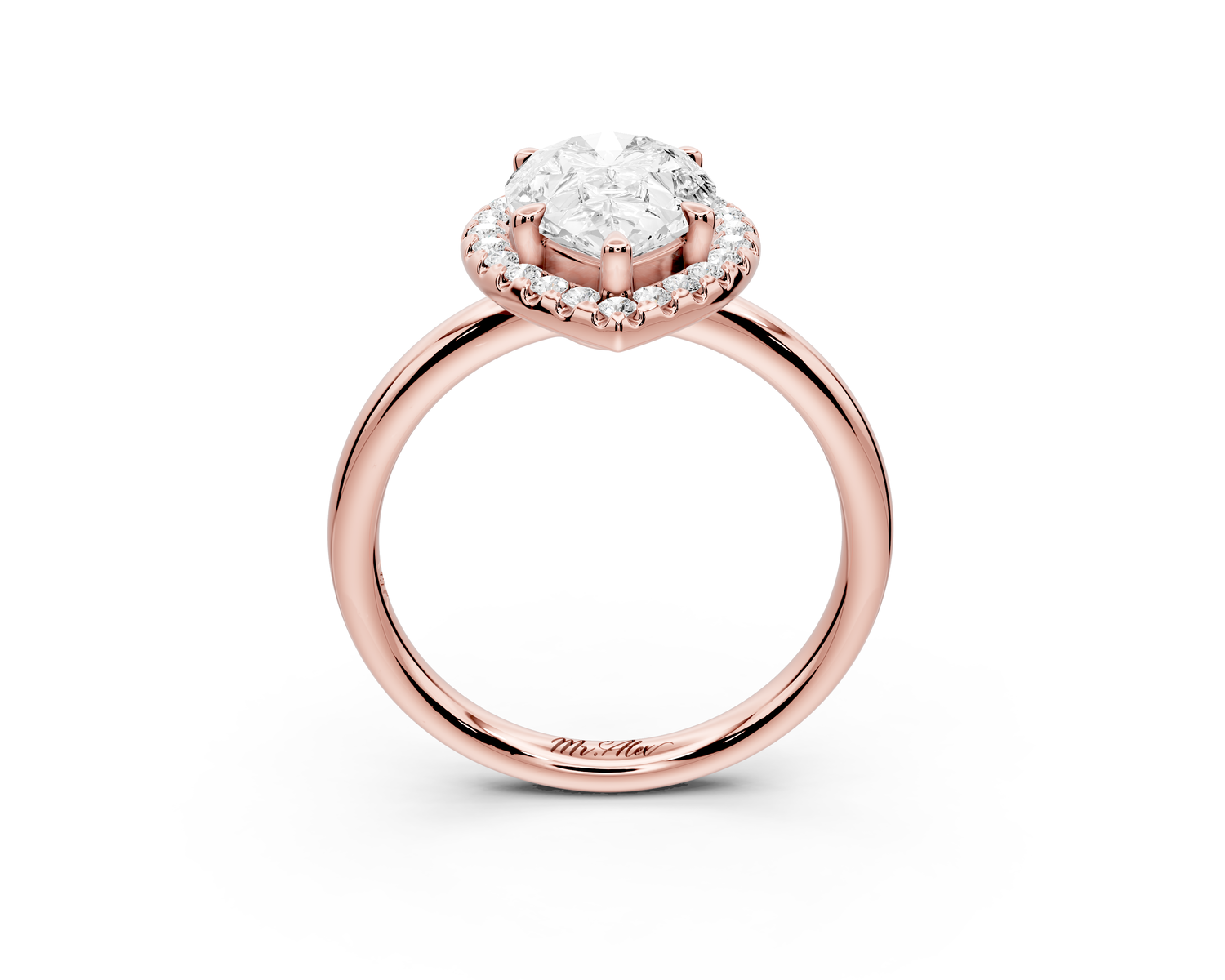 Eliana - 2ct 14k rose gold pear diamond with halo engagement ring