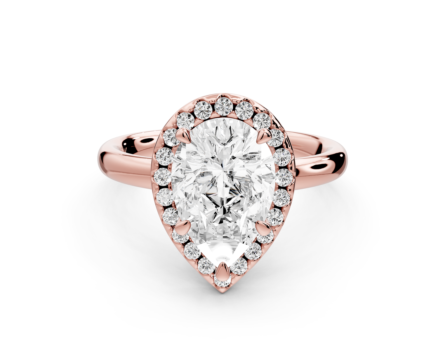 Eliana - 2ct 14k rose gold pear diamond with halo engagement ring