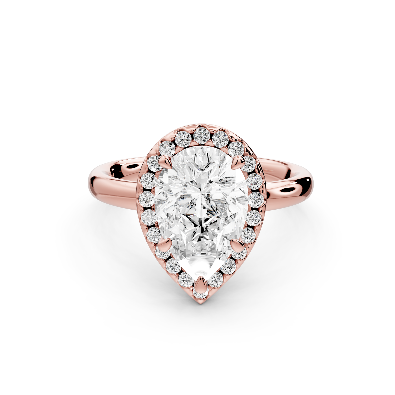 Eliana - 2ct 14k rose gold pear diamond with halo engagement ring
