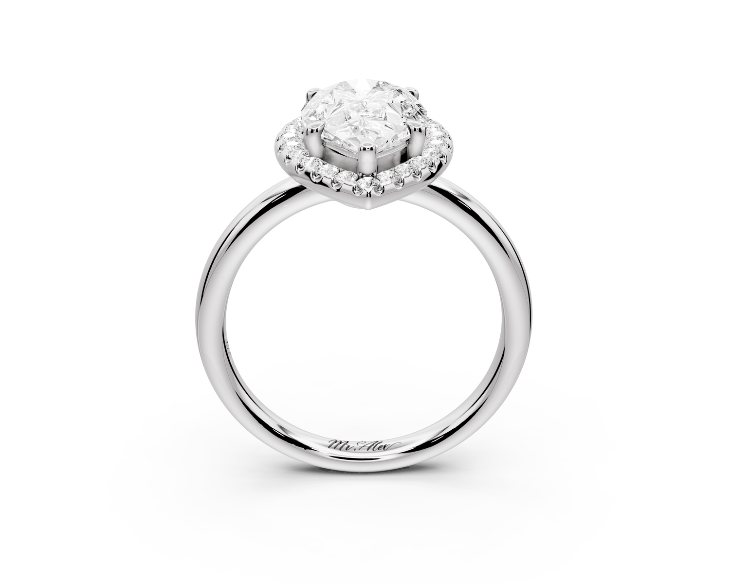 Eliana - 2ct 14k white gold pear diamond with halo engagement ring