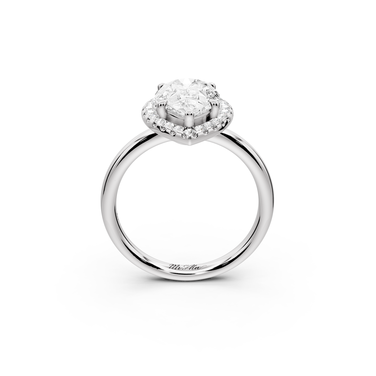 Eliana - 2ct 14k white gold pear diamond with halo engagement ring