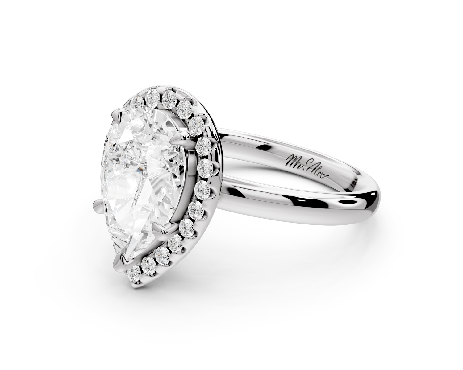 Eliana - 2ct 14k white gold pear diamond with halo engagement ring