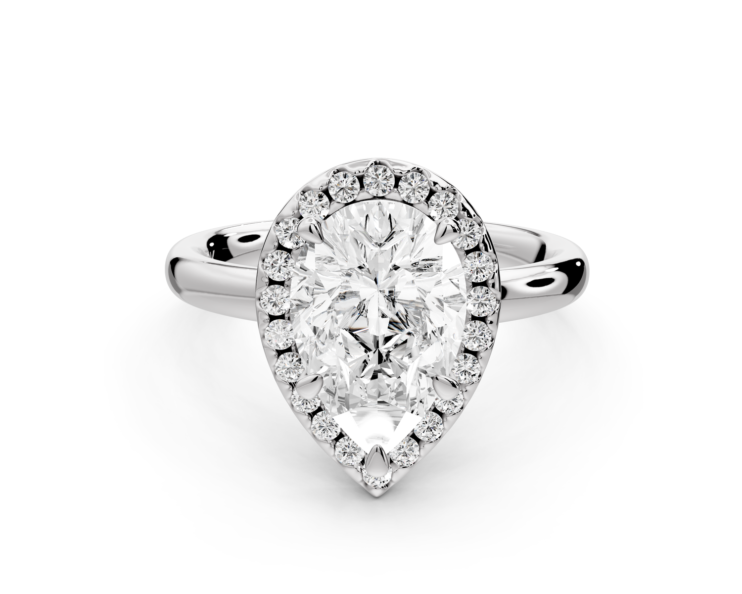 Eliana - 2ct 14k white gold pear diamond with halo engagement ring