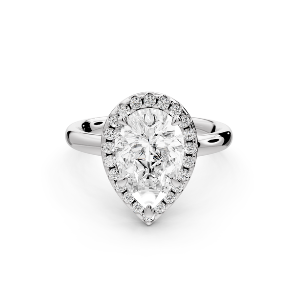 Eliana - 2ct 14k white gold pear diamond with halo engagement ring