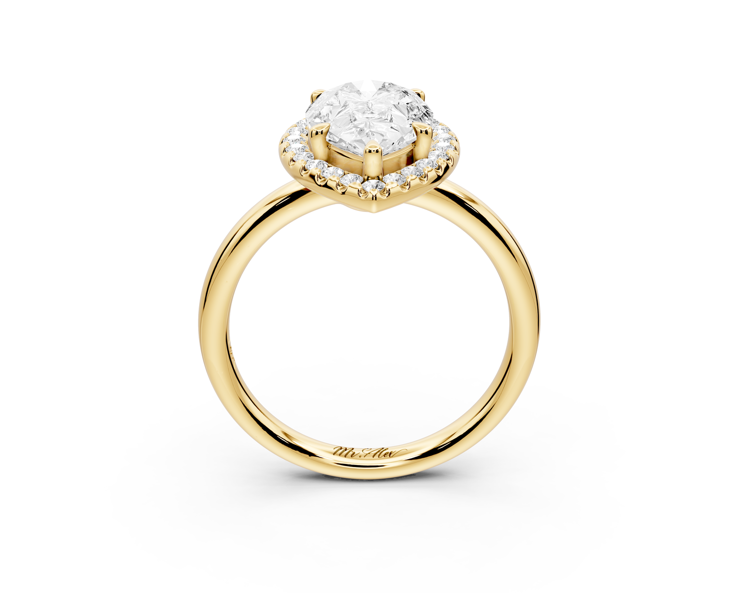 Eliana - 2ct 14k yellow gold pear diamond with halo engagement ring