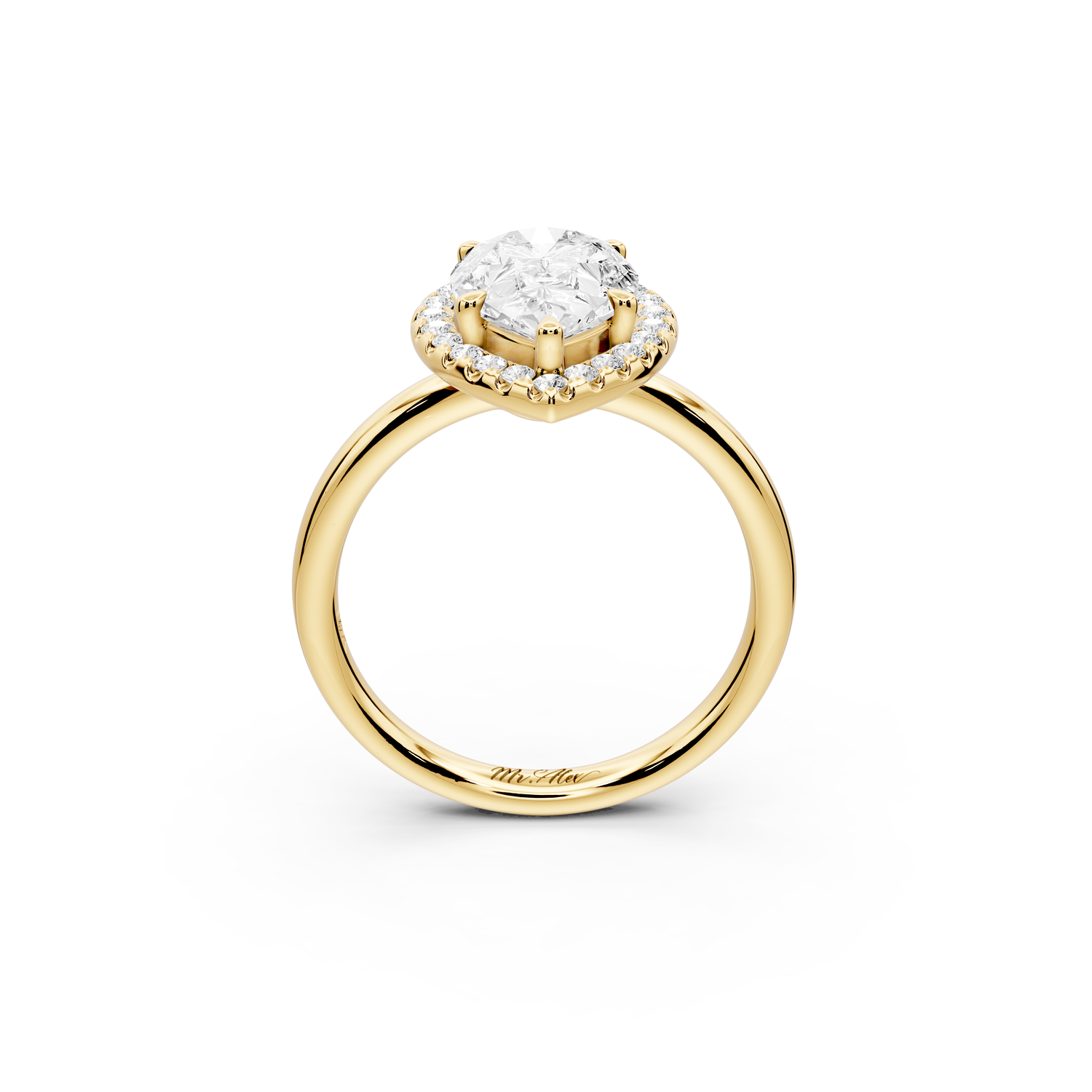 Eliana - 2ct 14k yellow gold pear diamond with halo engagement ring