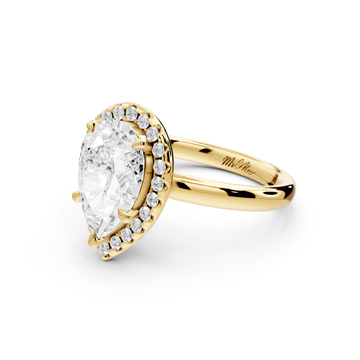 Eliana - 2ct 14k yellow gold pear diamond with halo engagement ring