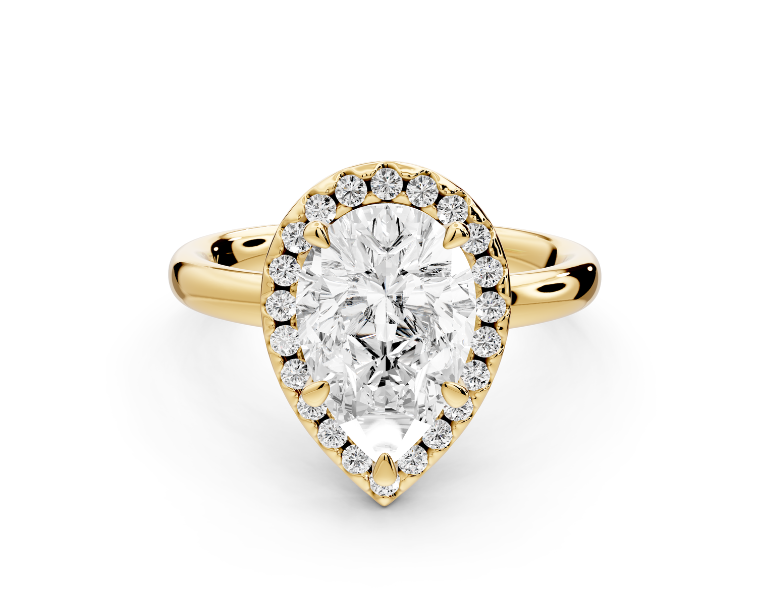 Eliana - 2ct 14k yellow gold pear diamond with halo engagement ring