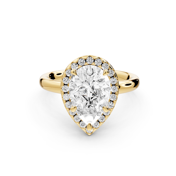 Eliana - 2ct 14k yellow gold pear diamond with halo engagement ring