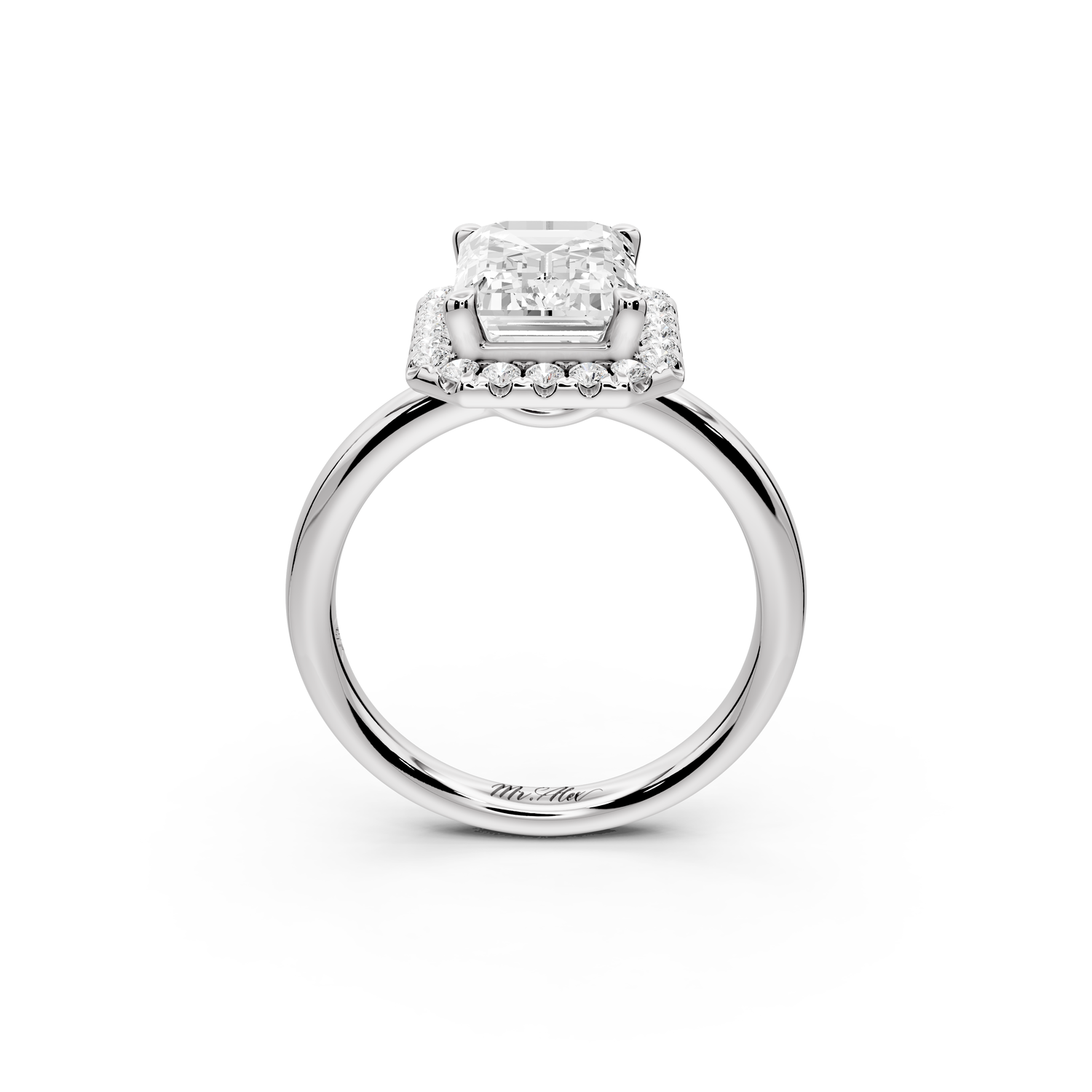Eliana - 3ct 14k white gold emerald diamond with halo engagement ring