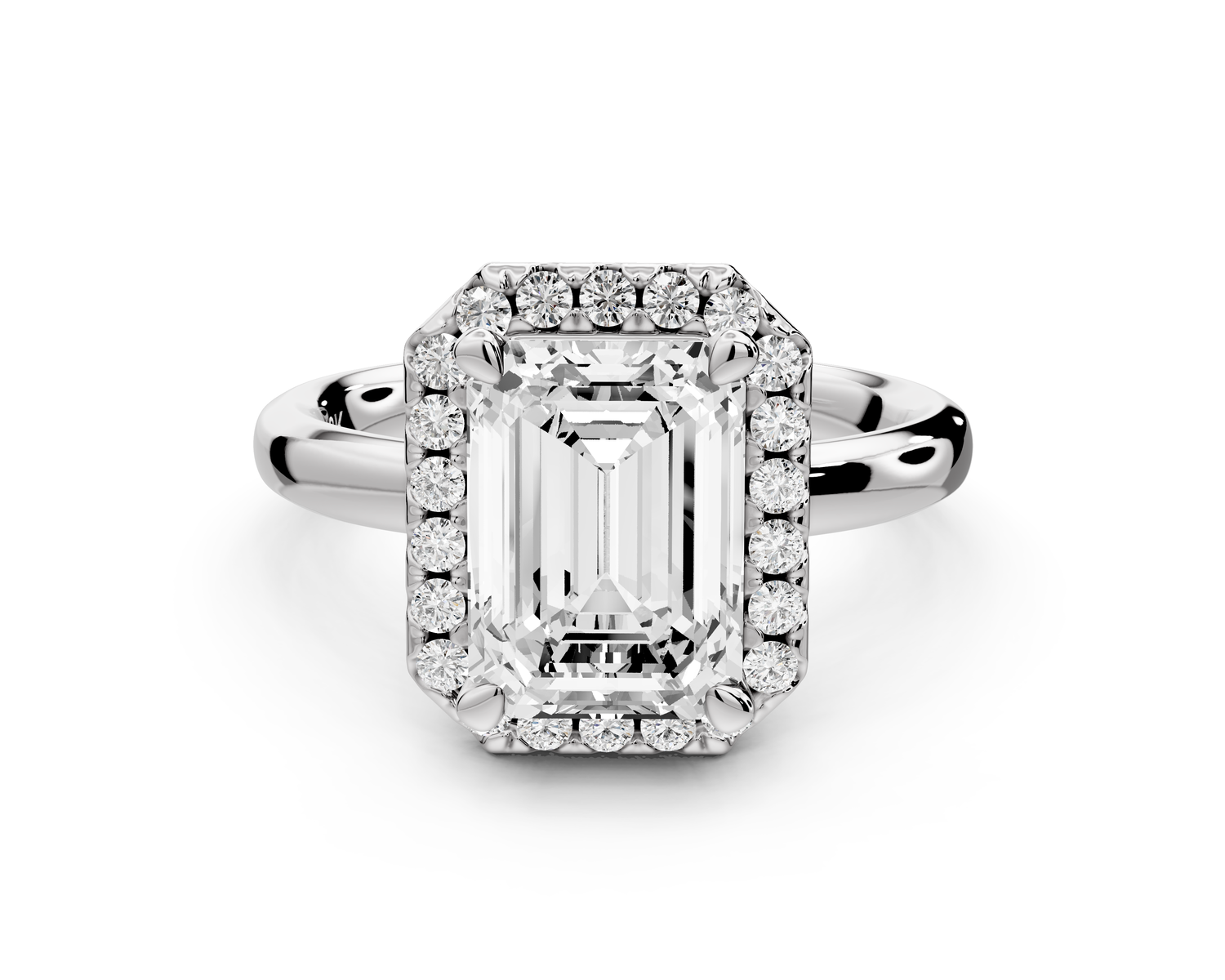 Eliana - 3ct 14k white gold emerald diamond with halo engagement ring