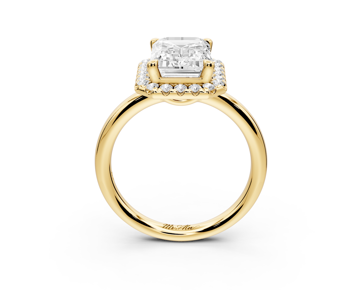 Eliana - 3ct 14k yellow gold emerald diamond with halo engagement ring