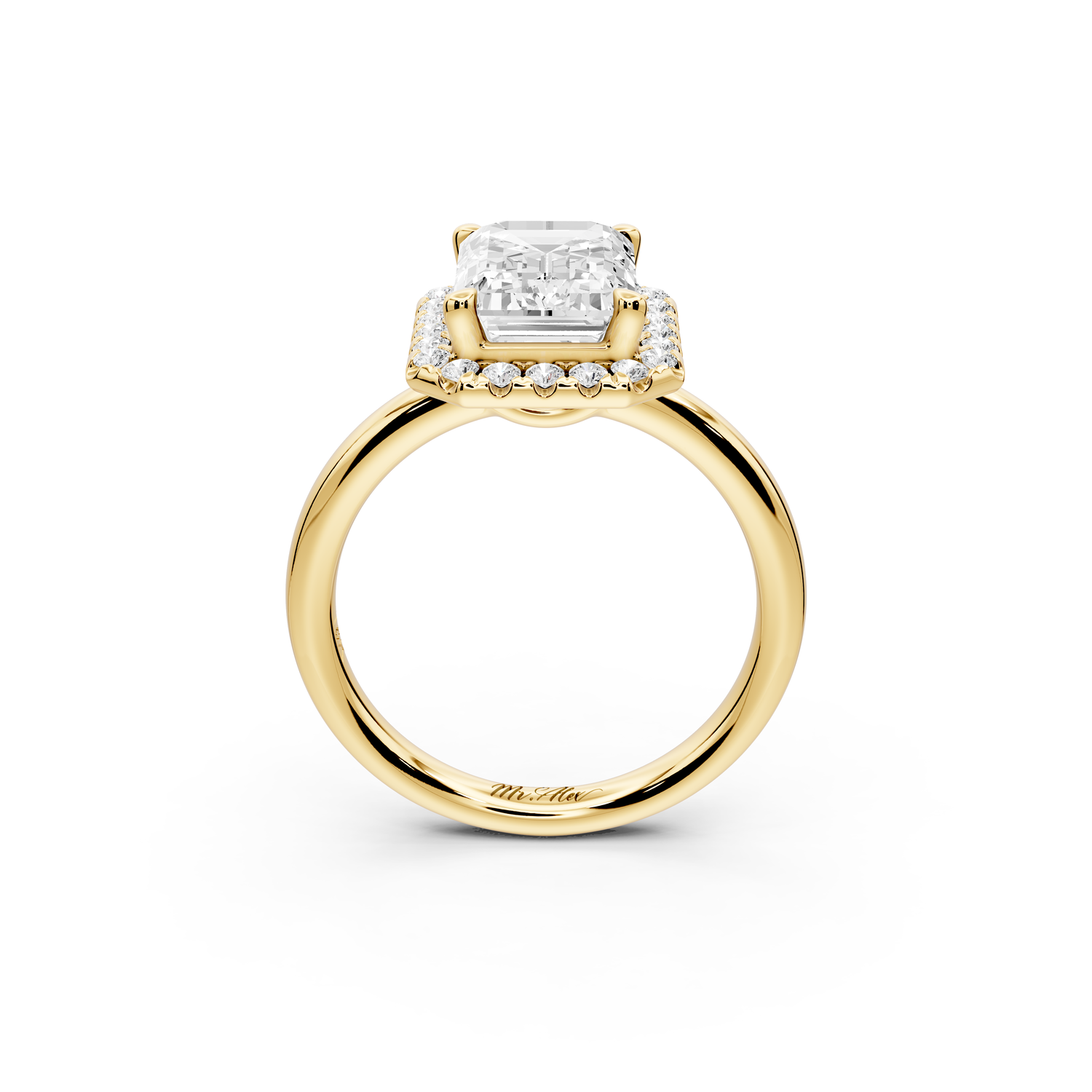 Eliana - 3ct 14k yellow gold emerald diamond with halo engagement ring