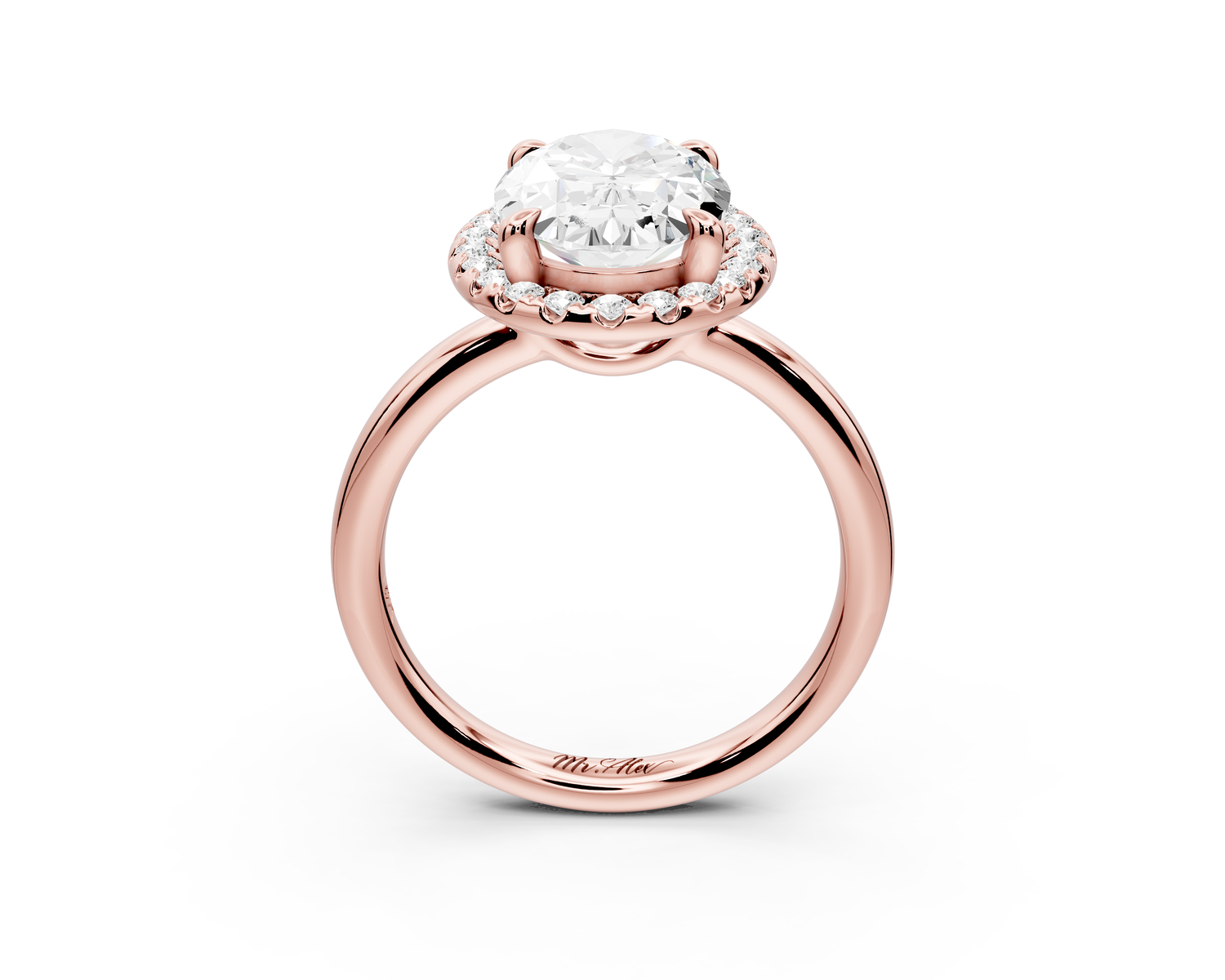 Eliana - 3ct 14k rose gold oval diamond with halo engagement ring