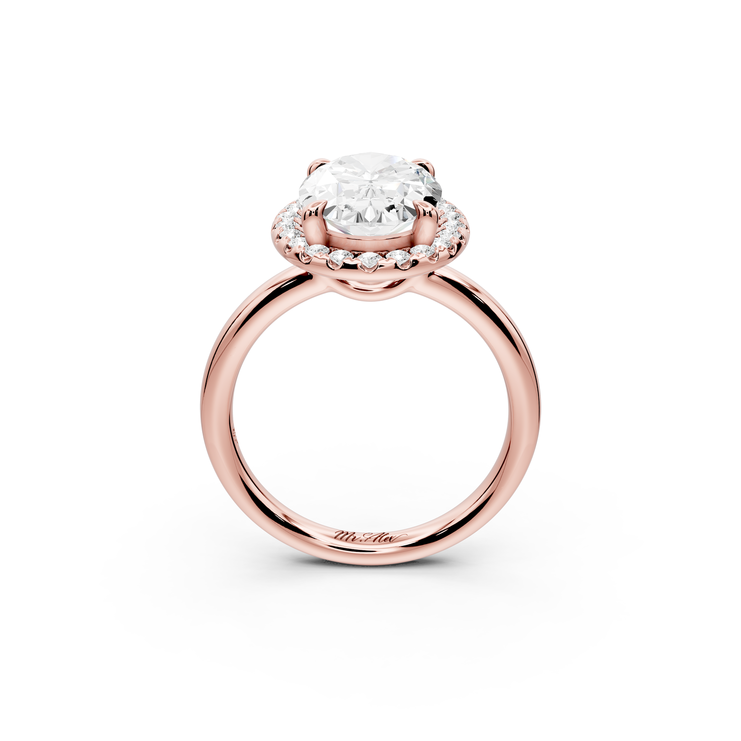Eliana - 3ct 14k rose gold oval diamond with halo engagement ring