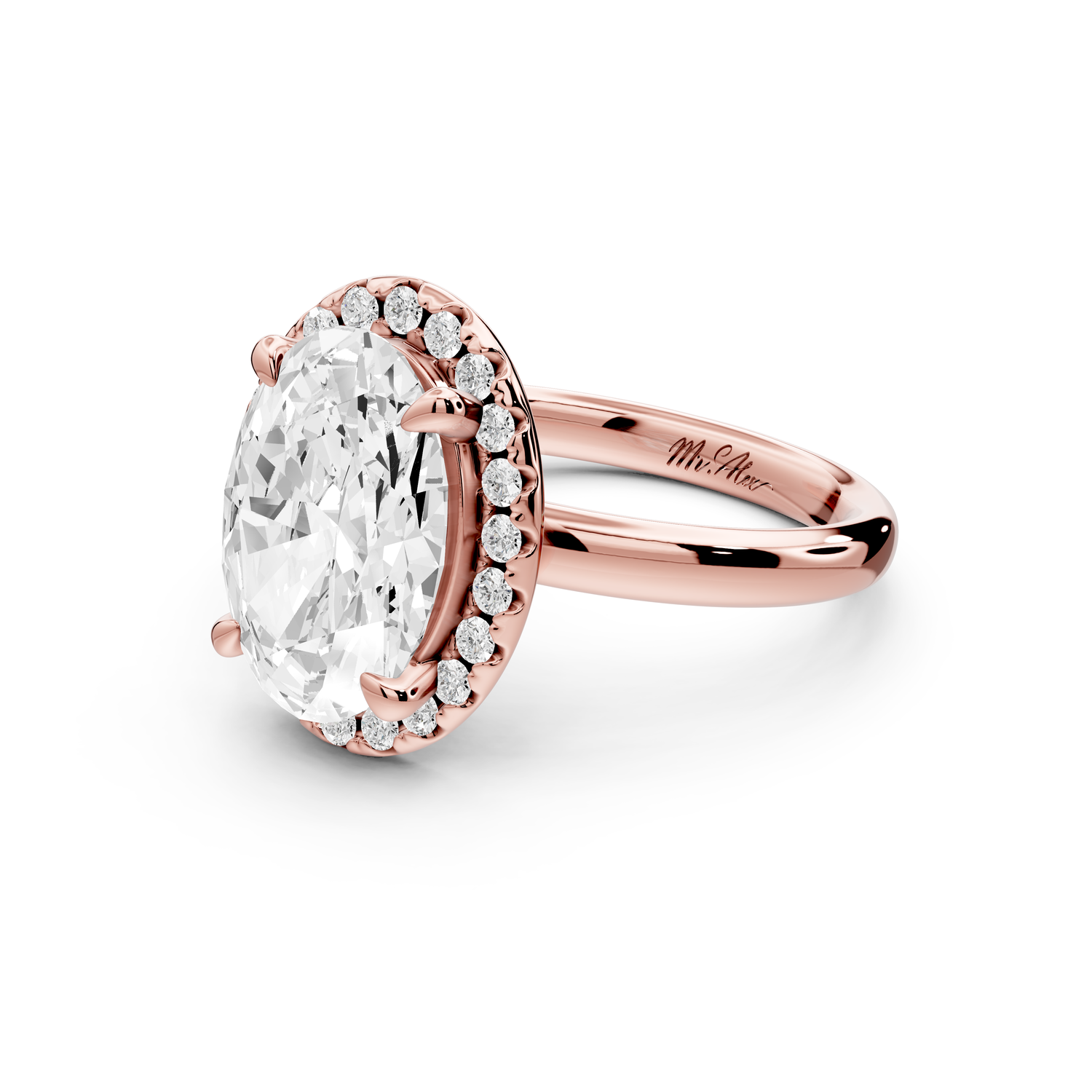 Eliana - 3ct 14k rose gold oval diamond with halo engagement ring