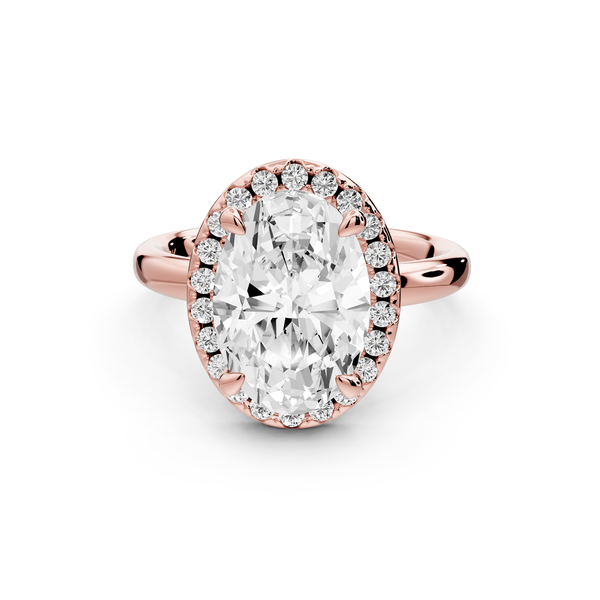 Eliana - 3ct 14k rose gold oval diamond with halo engagement ring