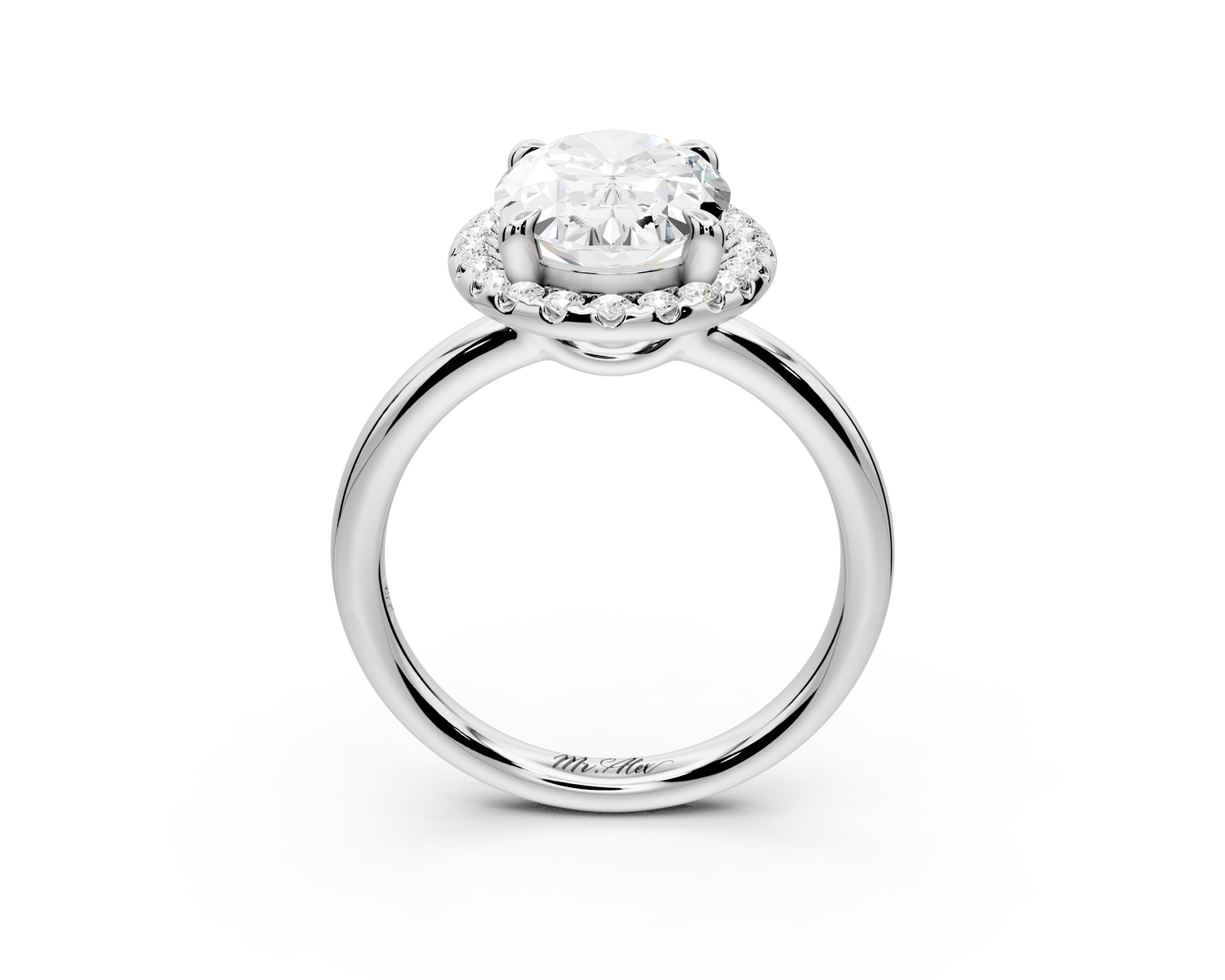 Eliana - 3ct 14k white gold oval diamond with halo engagement ring