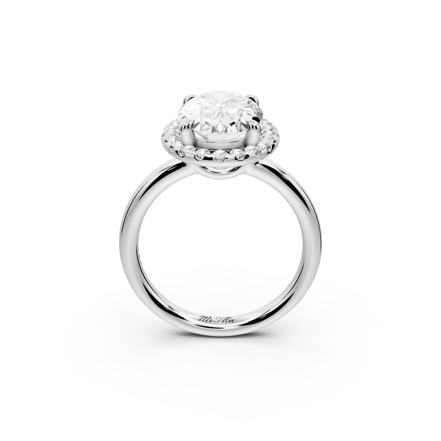 Eliana - 3ct 14k white gold oval diamond with halo engagement ring