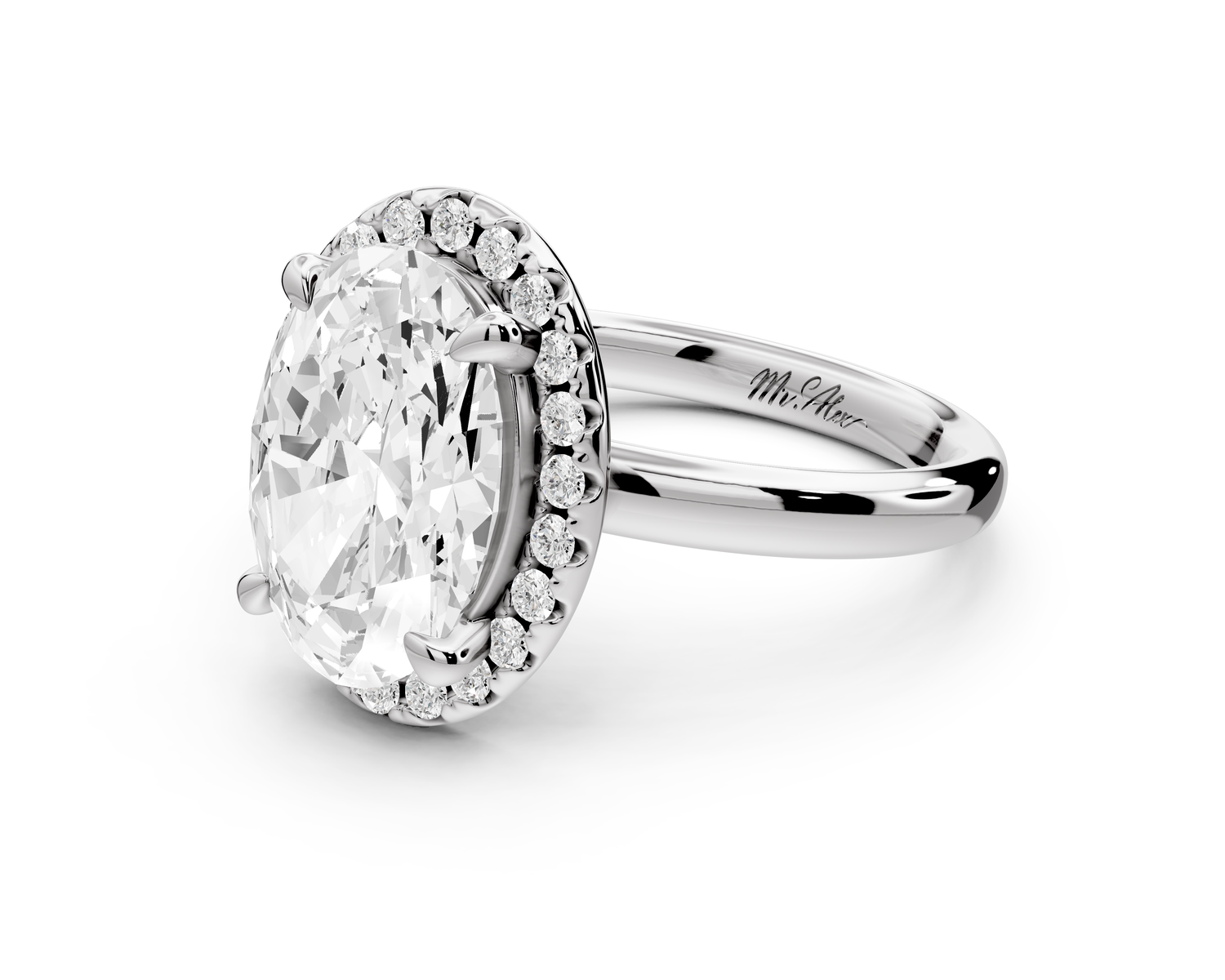 Eliana - 3ct 14k white gold oval diamond with halo engagement ring