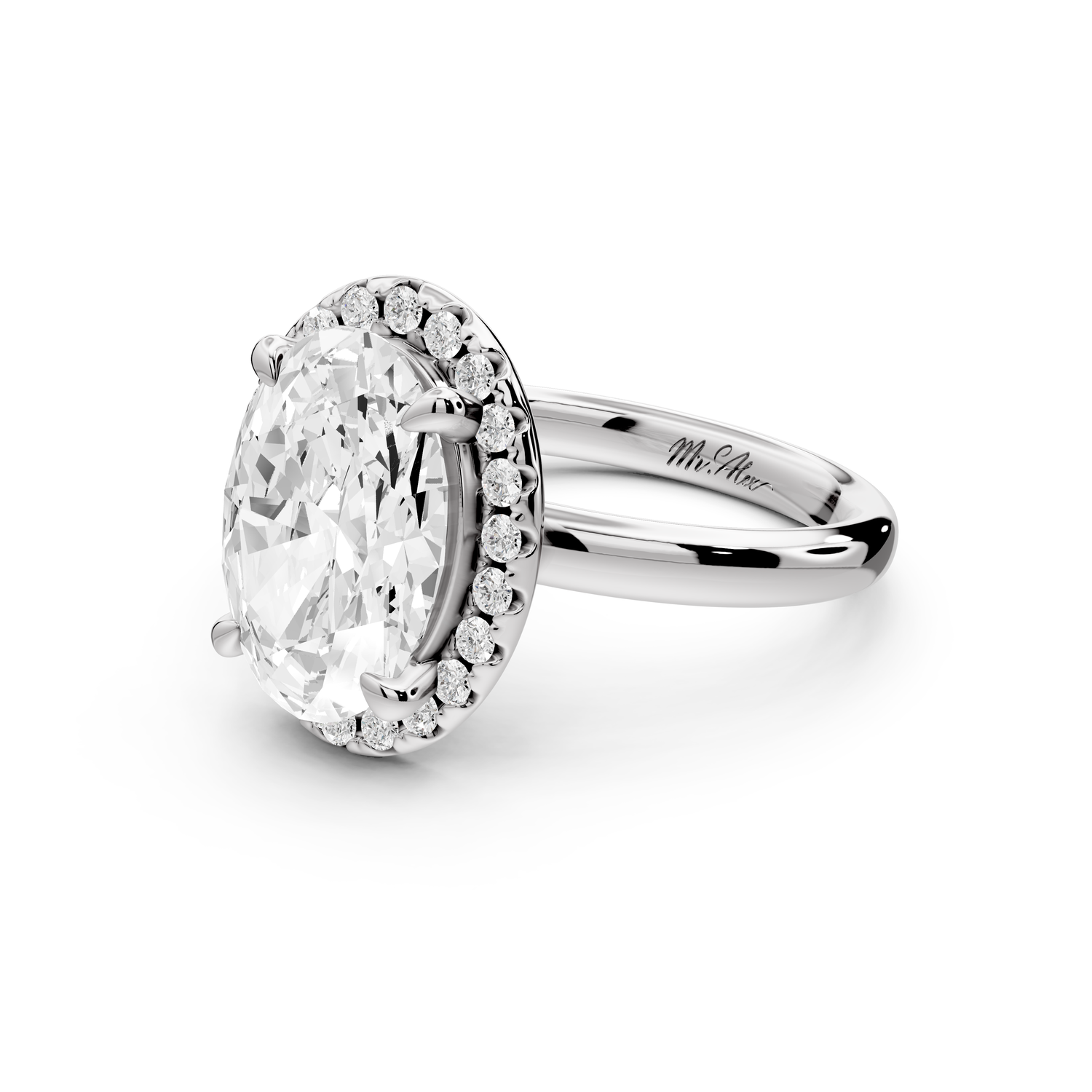 Eliana - 3ct 14k white gold oval diamond with halo engagement ring