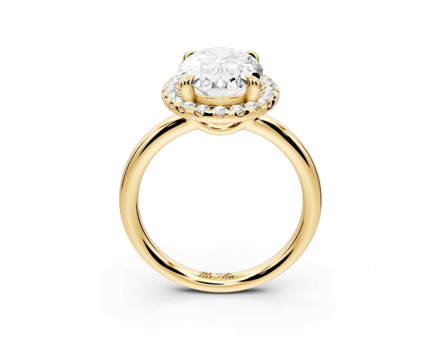 Eliana - 3ct 14k yellow gold oval diamond with halo engagement ring