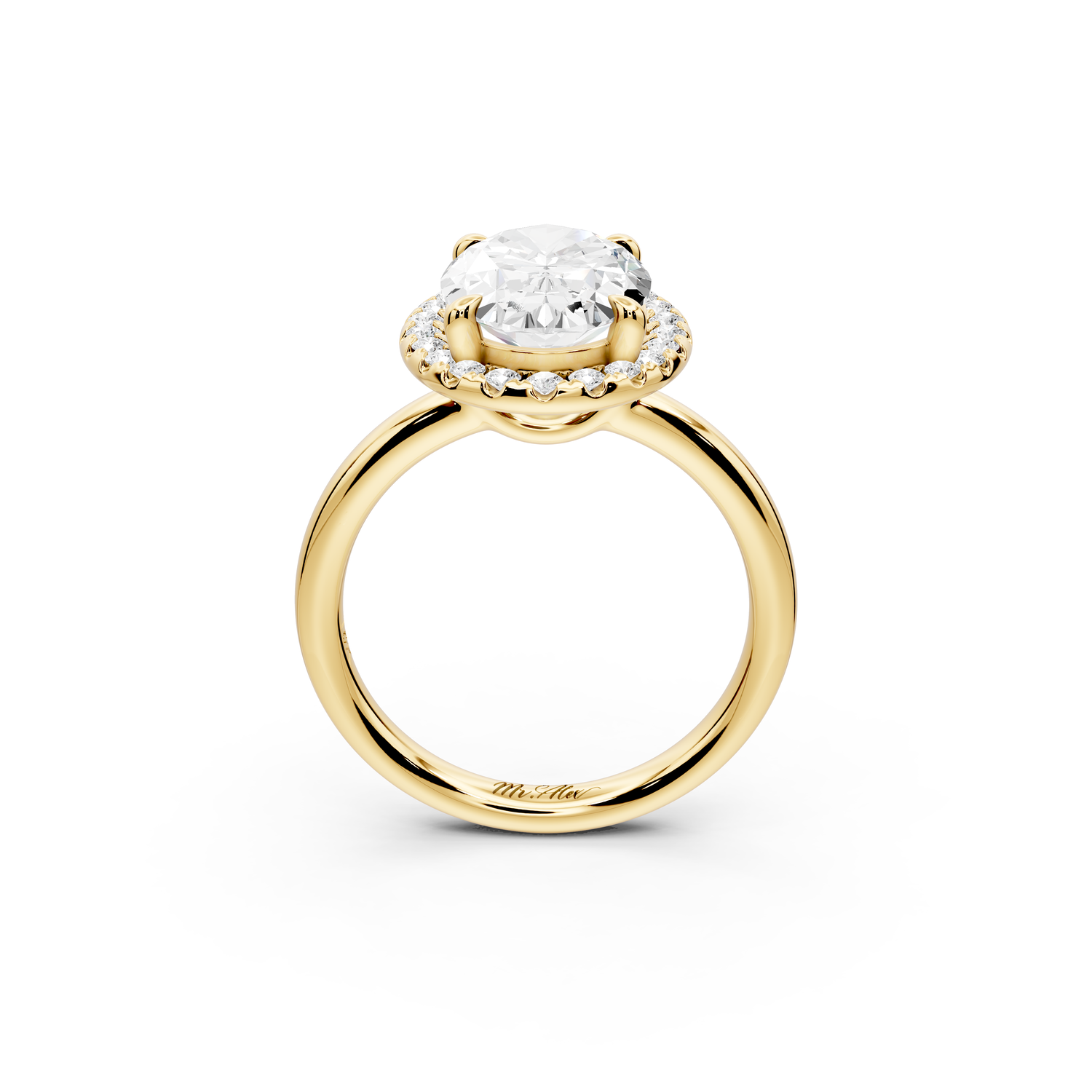 Eliana - 3ct 14k yellow gold oval diamond with halo engagement ring