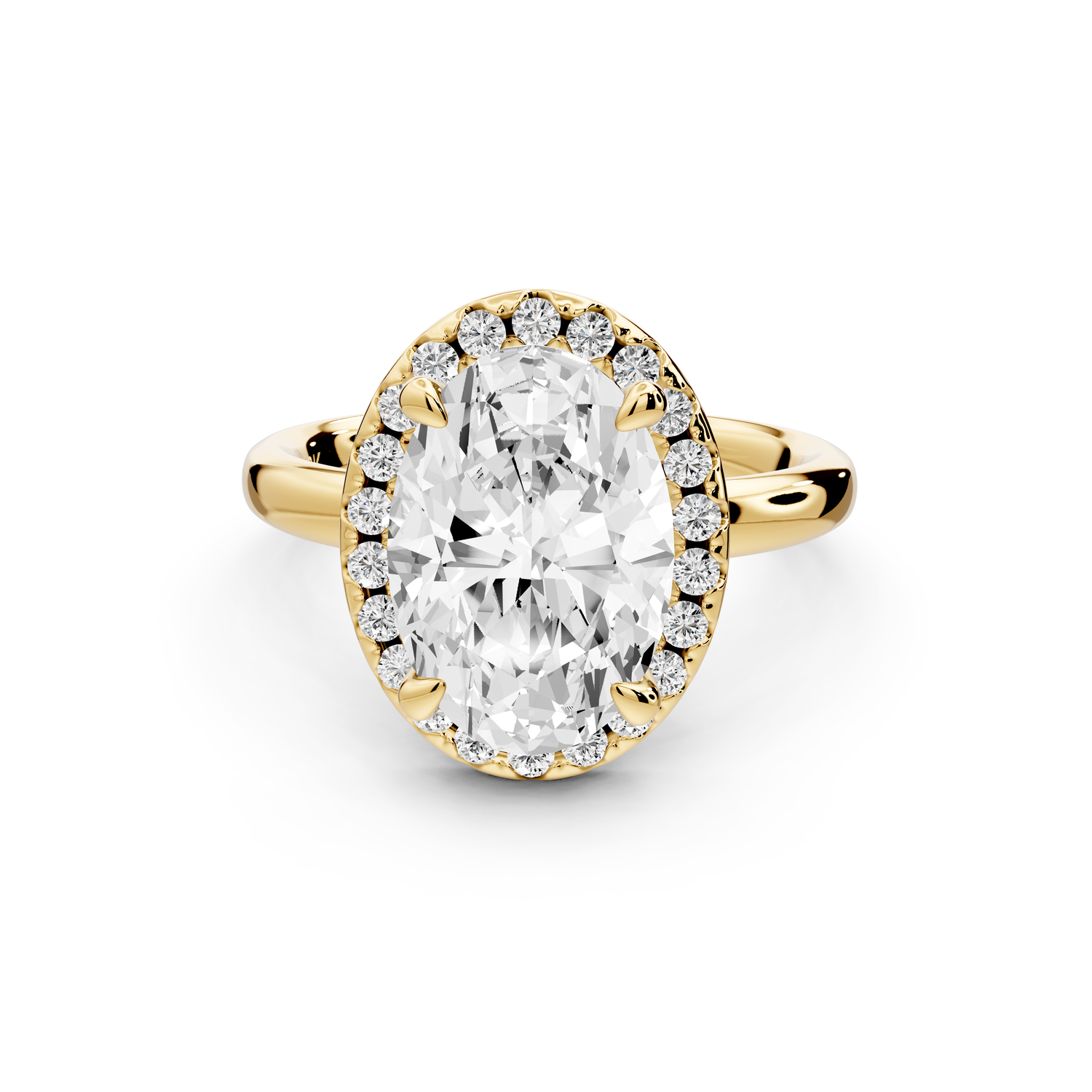 Eliana - 3ct 14k yellow gold oval diamond with halo engagement ring