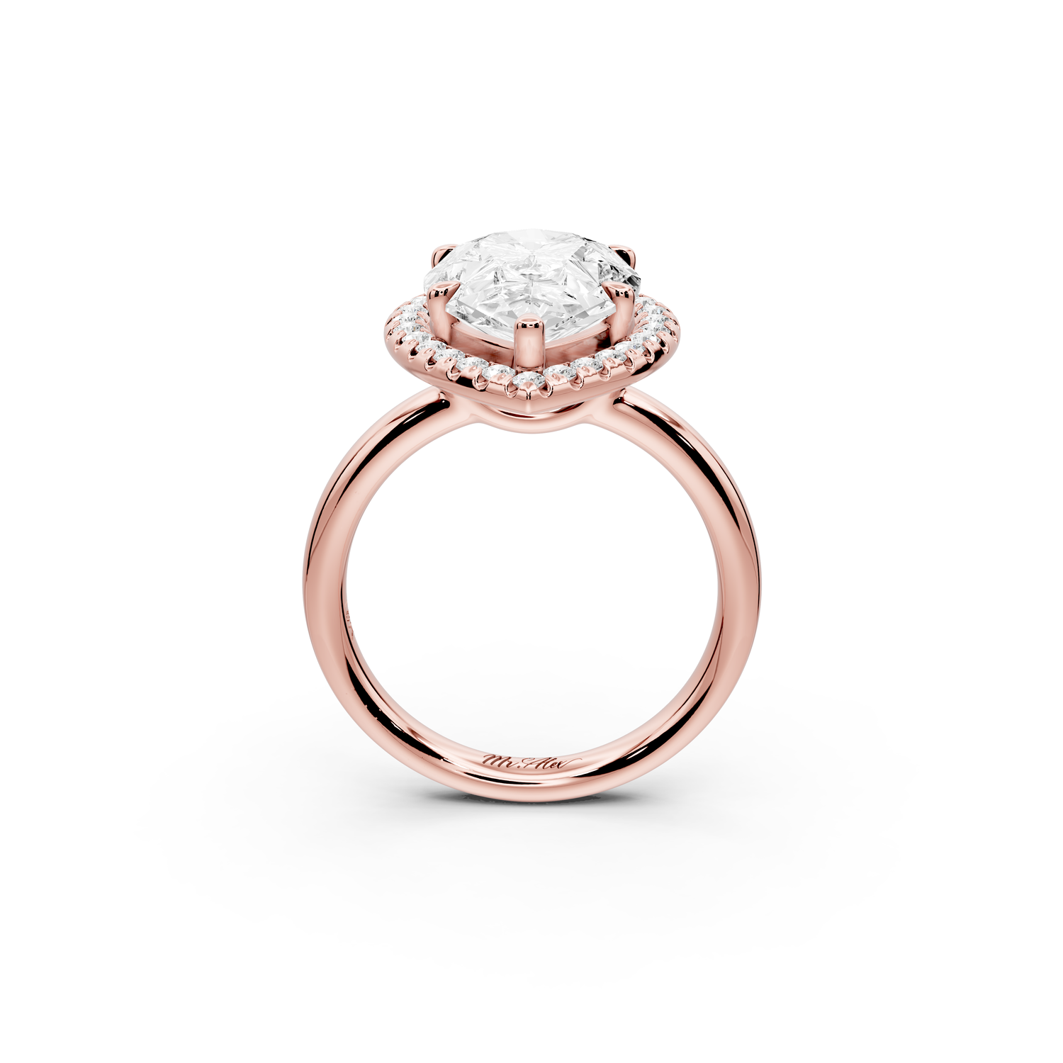 Eliana - 3ct 14k rose gold pear diamond with halo engagement ring