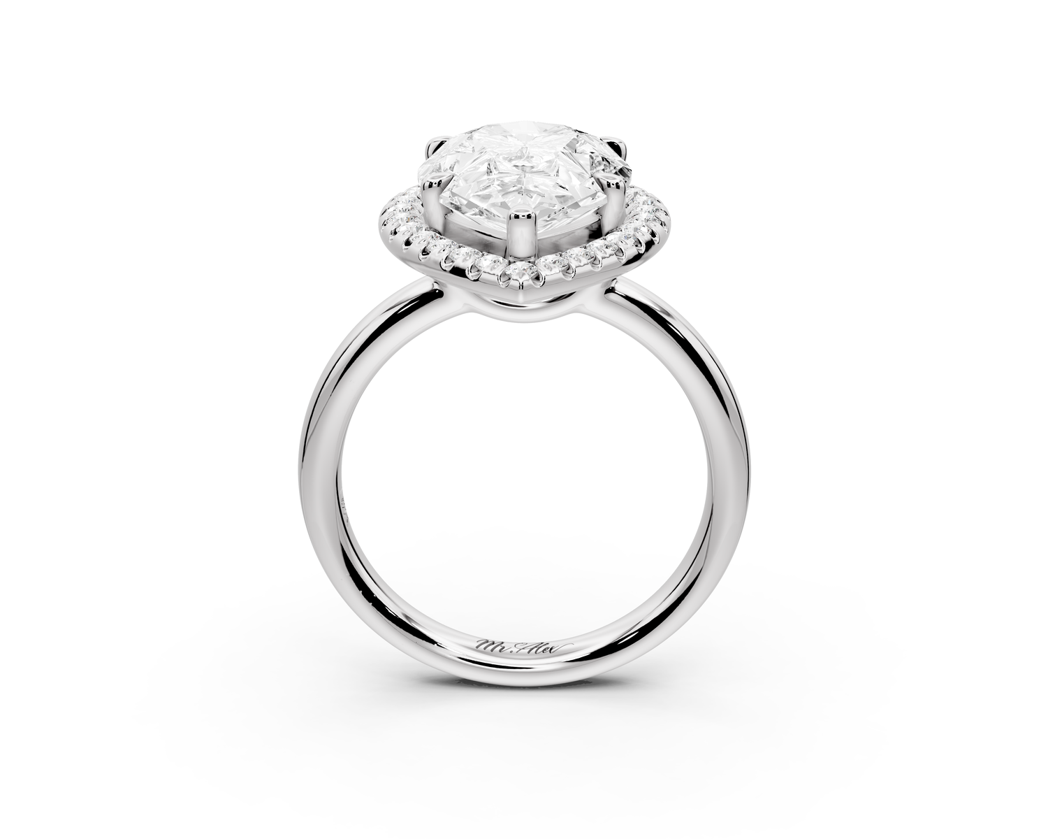 Eliana - 3ct 14k white gold pear diamond with halo engagement ring