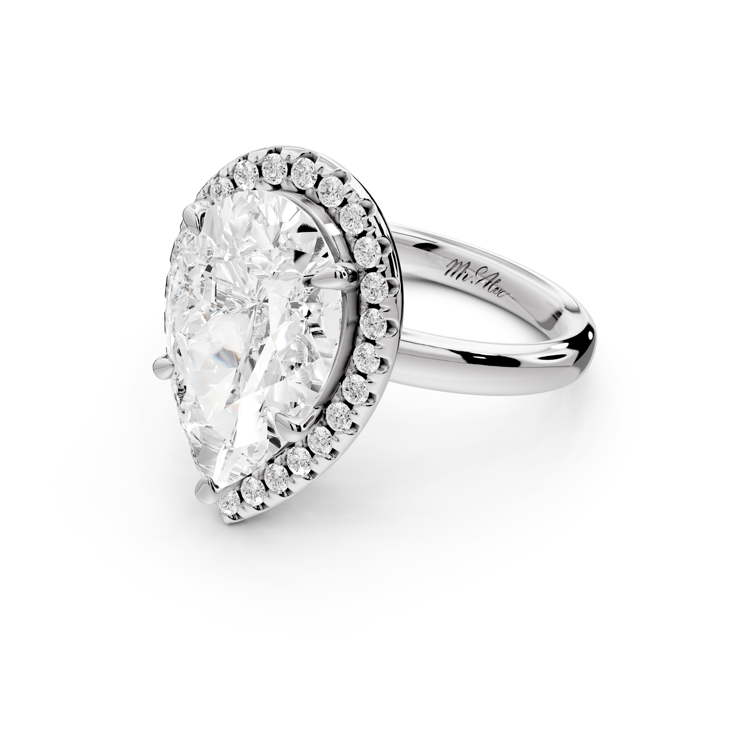Eliana - 3ct 14k white gold pear diamond with halo engagement ring