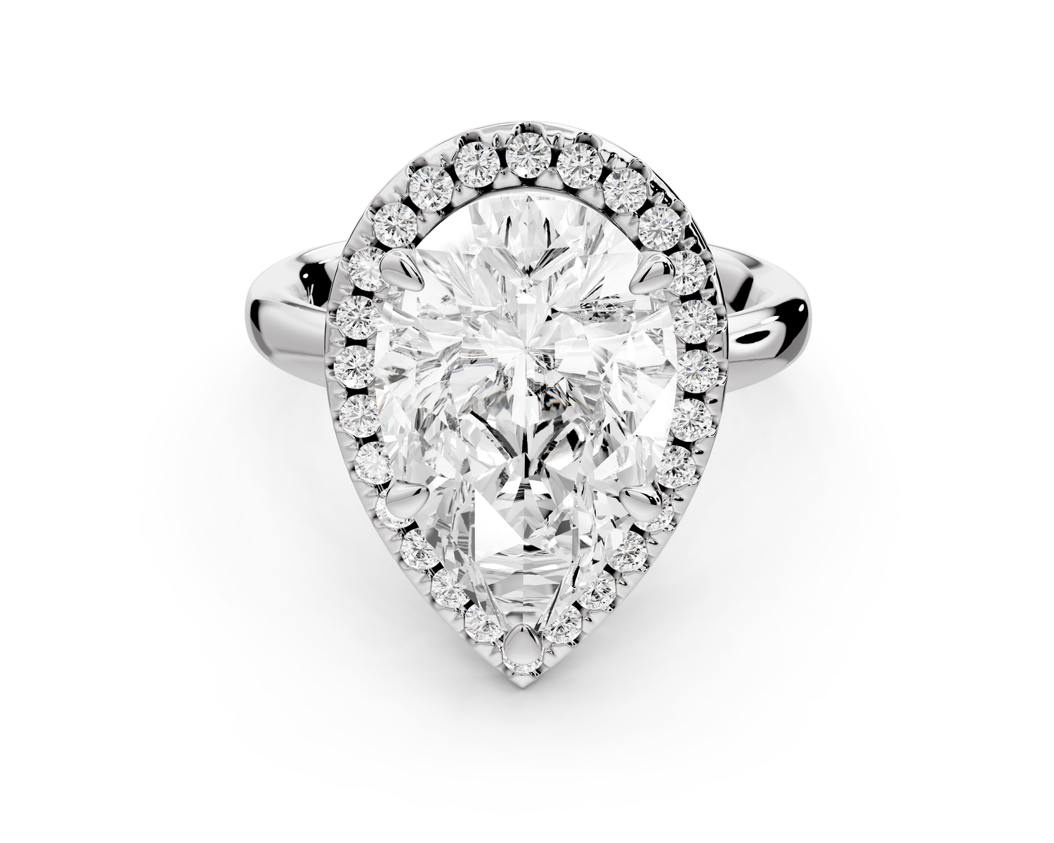 Eliana - 3ct 14k white gold pear diamond with halo engagement ring