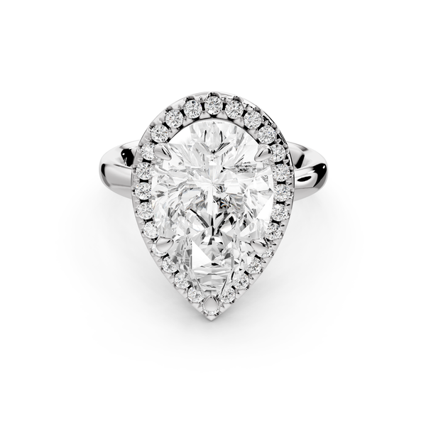 Eliana - 3ct 14k white gold pear diamond with halo engagement ring