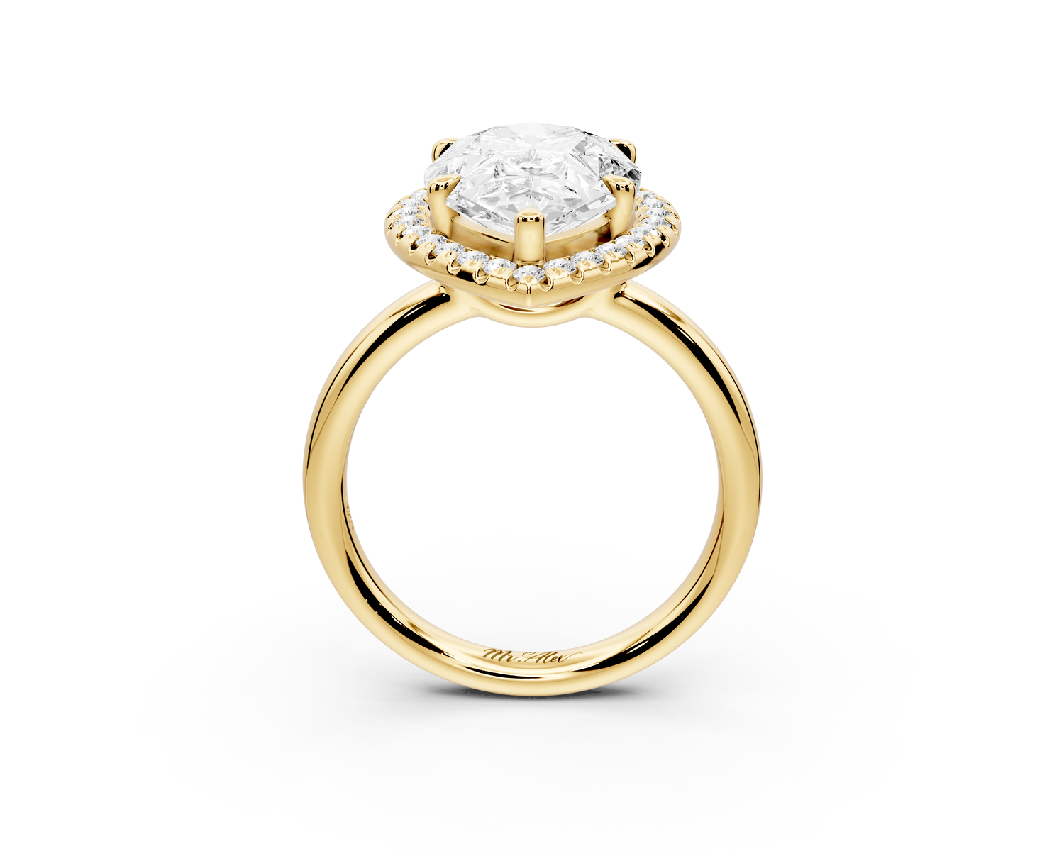 Eliana - 3ct 14k yellow gold pear diamond with halo engagement ring