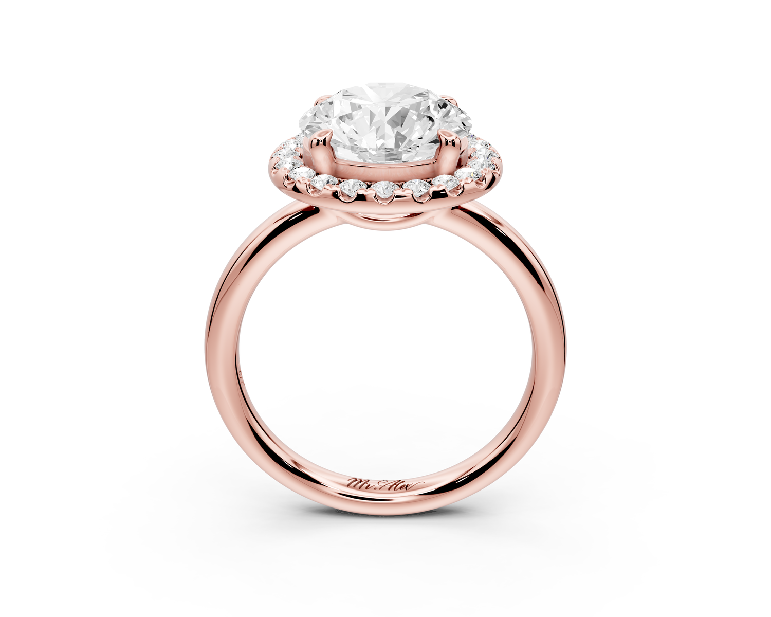 Eliana - 3ct 14k rose gold round diamond with halo engagement ring